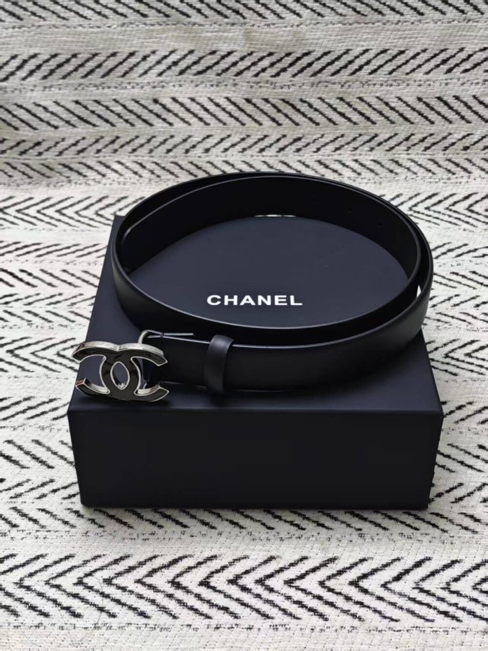 Chanel Women's Black Belt SZ 85